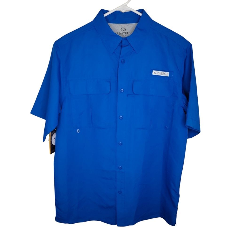 Realtree Nwt Short Sleeve Fishing Guide Shirt Lapis Blue Small
